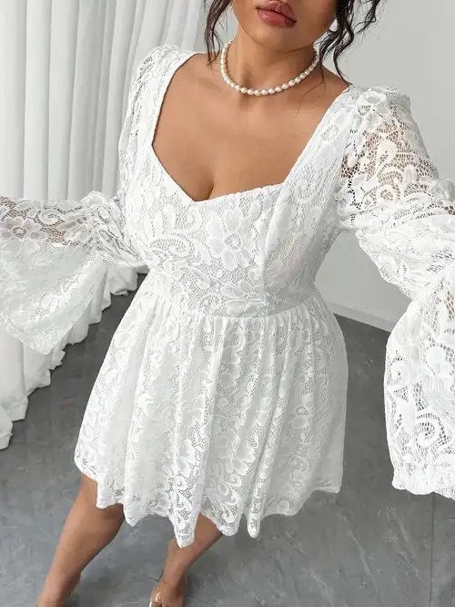 long sleeve short white dress plus size Plus Size Long Sleeve Dresses