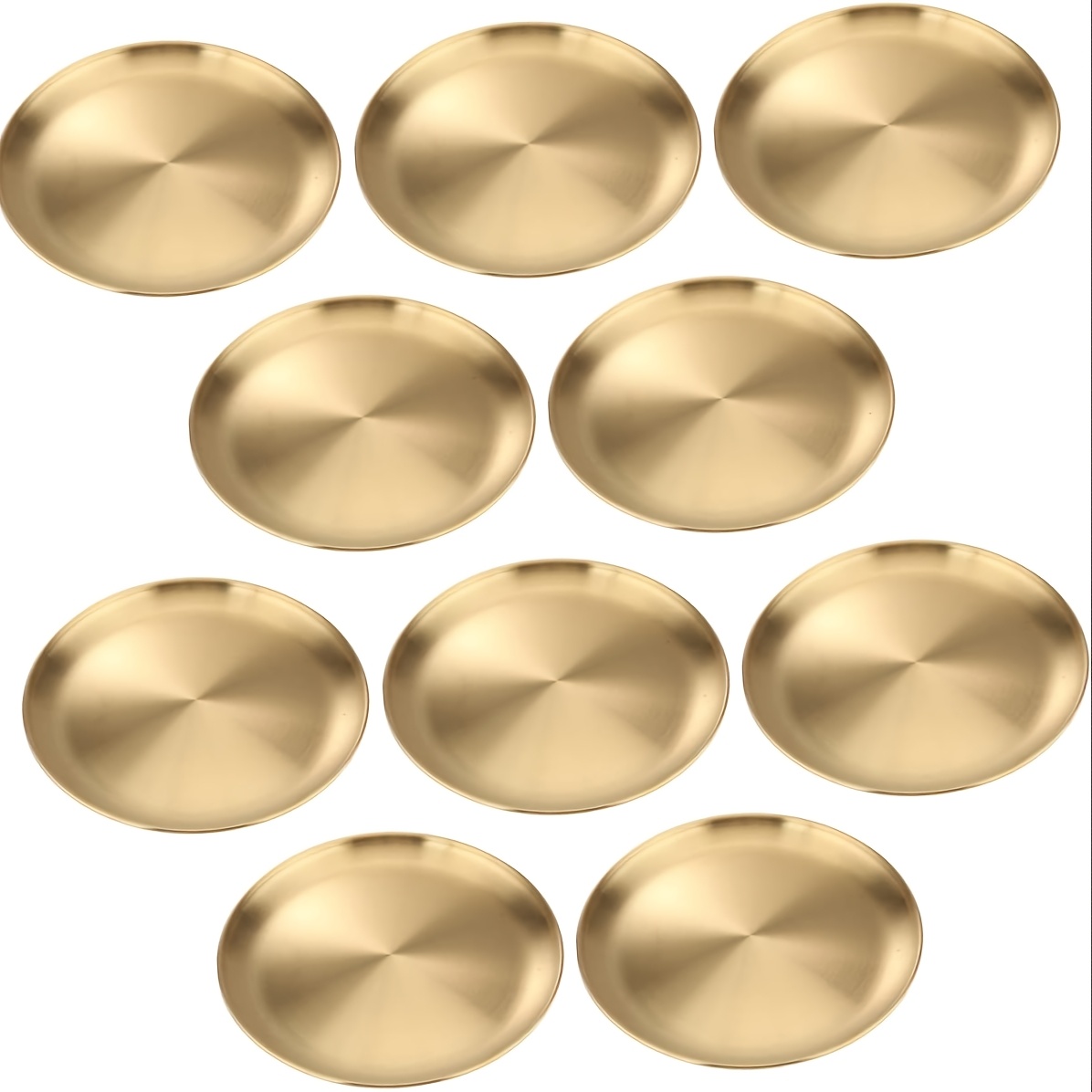 

10pcs Elegant Golden Stainless Steel Set - Stackable, & Thickened, Ideal For Bbq, Snacks, Desserts, Salads, Breakfast Trays - Home & Restaurant Use