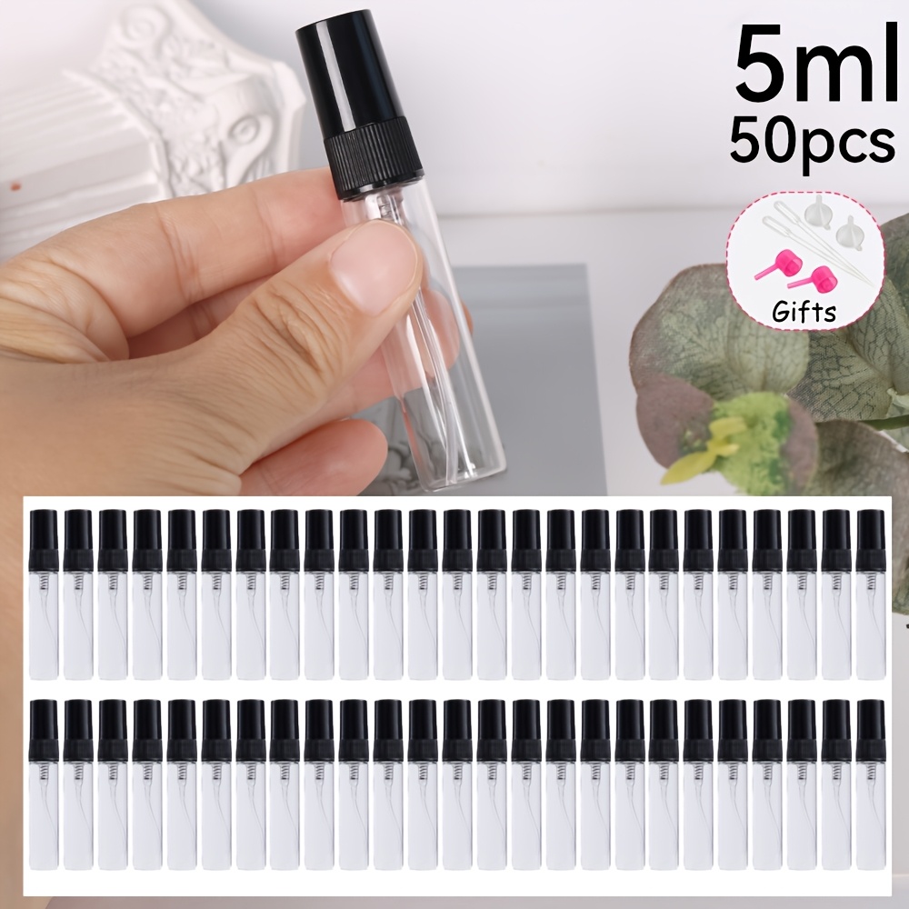 TEMU 50-pack 2/3/5/10ml Perfume Atomizer Bottles With Black Plastic Spray Nozzles And Clear Bottles