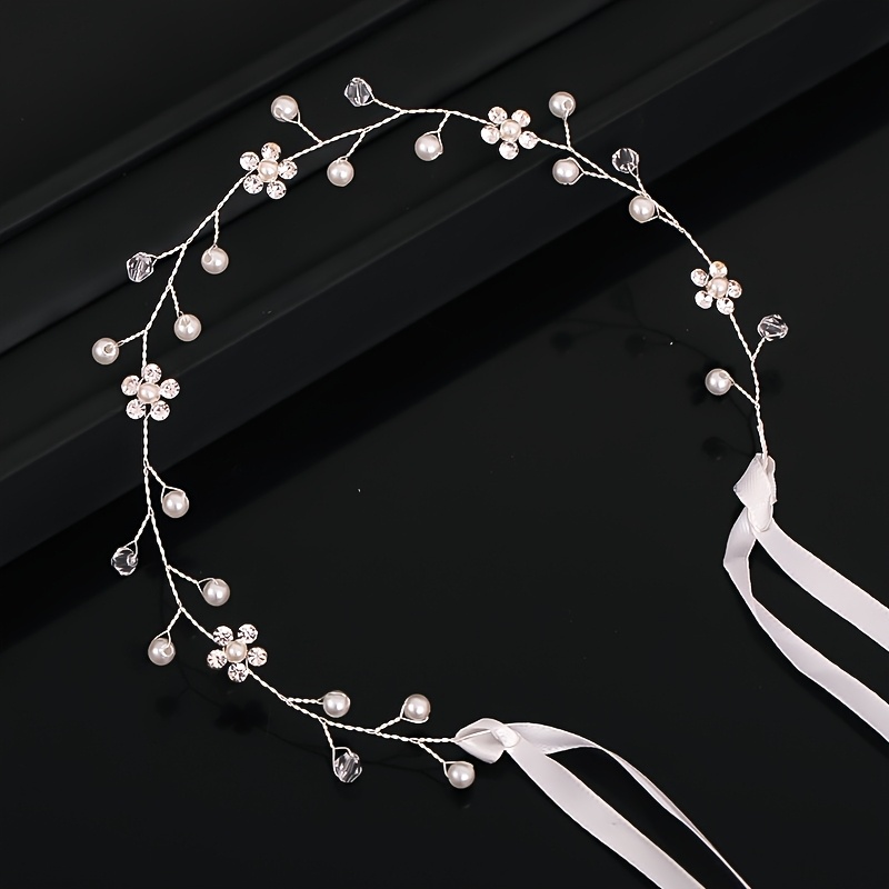 E-shop 1 Stück Weißer Blumenkranz, Handgefertigt mit Exquisiten Blumen, Haarband für Party- Abendkleid-Accessoires