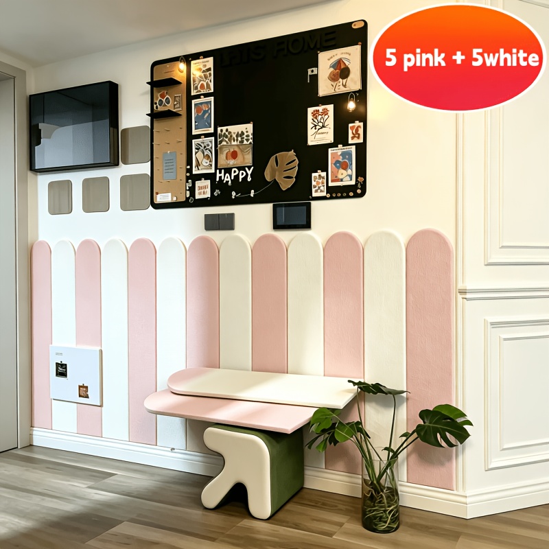 TEMU 10 piezas Grandes de 90Cm X 15Cm Adhesivos de Pared Geométricos de , Diseño de Semicircular Autoadhesivo, Grosor 6Mm, de Rayas de Vinilo ,