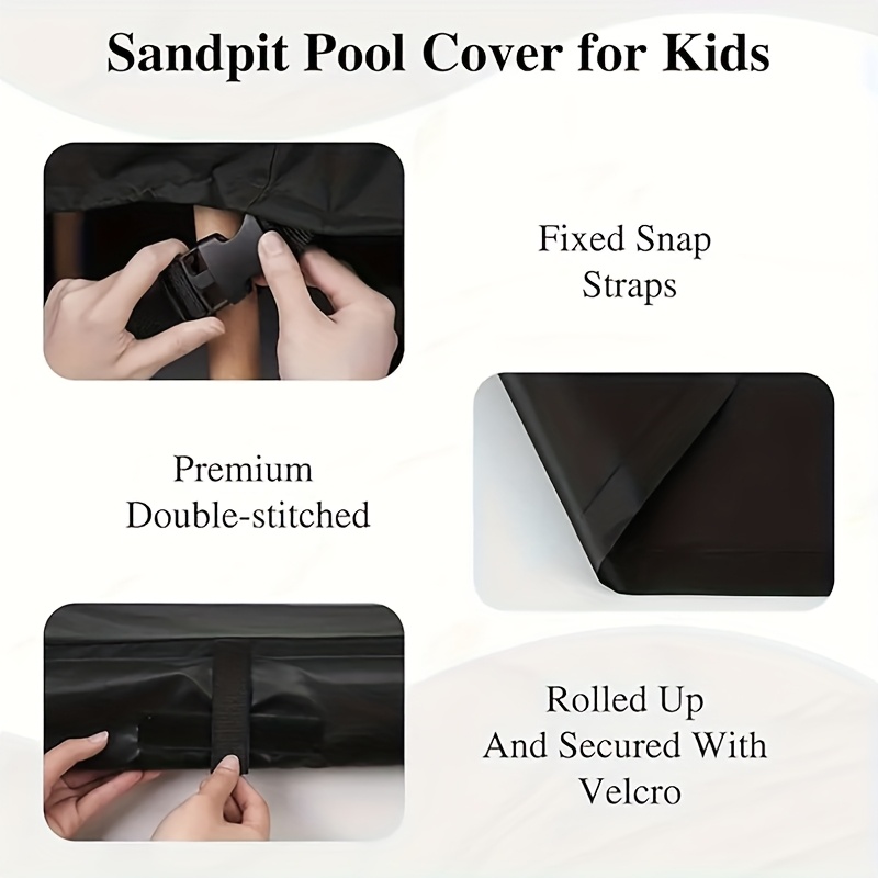 [Heavy-Duty Sandbox Cover] OKEECA Heavy-Duty 420D Oxford Cloth Sandbox Cover with Roof And Foldable Bench | 48 Inches Wide X 48 Inches Deep X 48 Inches High, Black (Excluding Sandbox)