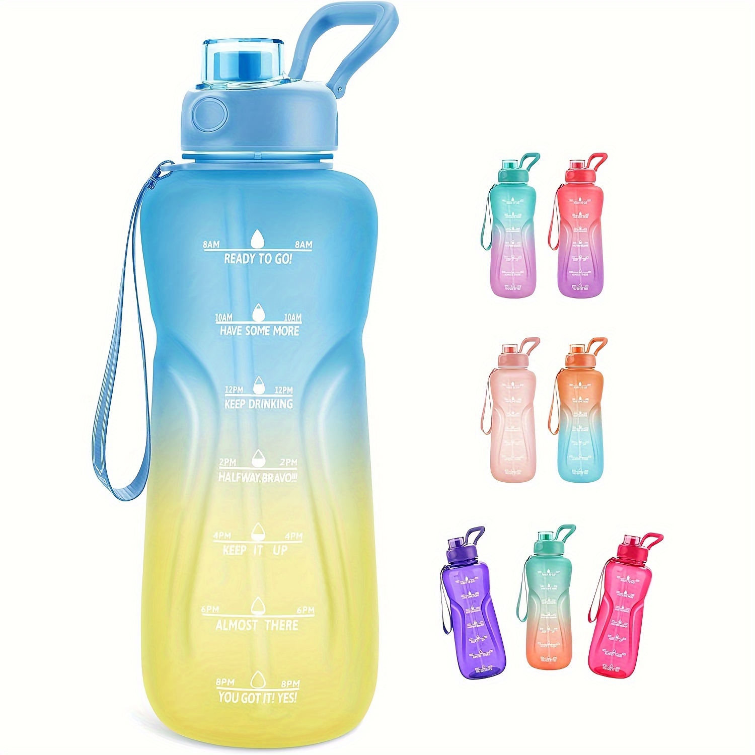 

64oz Water Bottle With Straw And Dual Handle Leakproof Tritan Bpa Free Water Jug Ensure You Drink Enough Water Daily For Fitness, Gym And Outdoor Sports