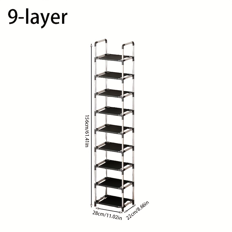 TEMU 1 Stackable 9-tier Metal And Plastic Shoe Rack, Freestanding Shoe Rack, Suitable For Wardrobe Storage, Suitable For Room Types, Shoe Rack, Shoe