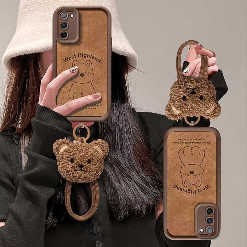 

Cartoon Dog Case For S24ultra Mobile Phone Case S24 Fe Suitable For A16 A15 Set S24 Lanyard A54/a55/a13-4g Cute S22 Plush Bear Head Wrist Strap S22 Ultra/s23 Fresh S23plus Hand Strap S25ultra