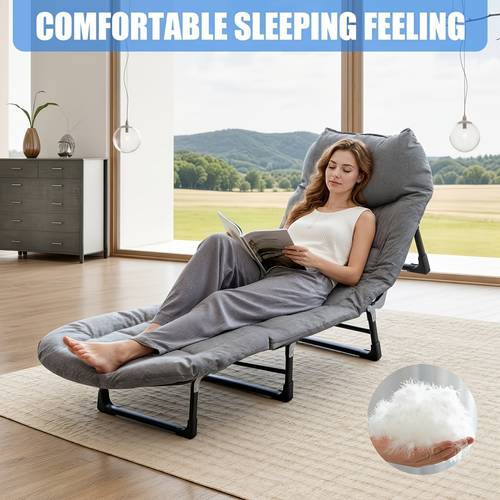 item picture adjustable 6 speed folding bed suitable for the patio manual lounge chair suitable for outdoor use designed with comfortable ergonomics this recliner with a mattress garden or terrace furniture outdoor