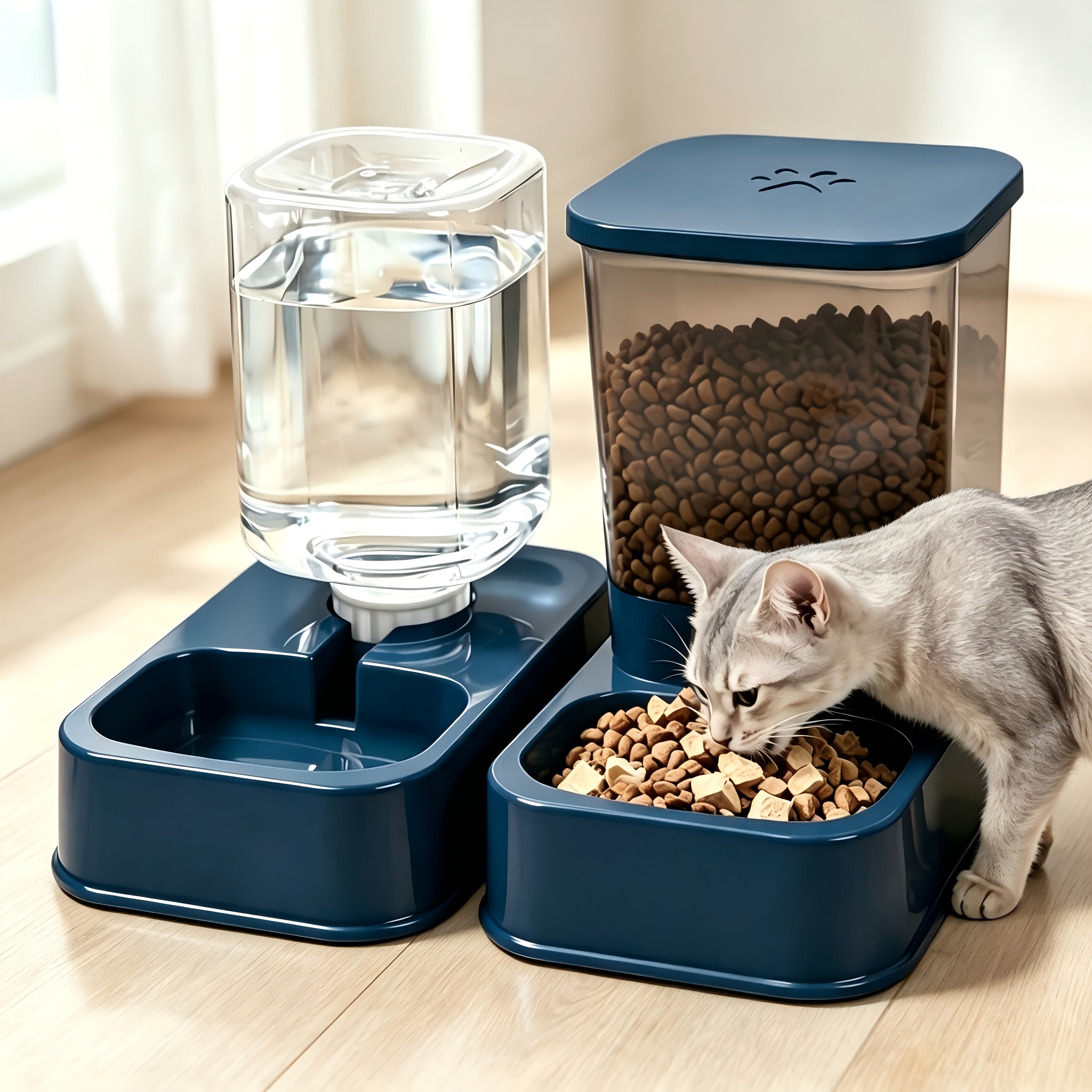 TEMU Nouveau Modèle 2026 Distributeur Automatique de Nourriture et d'Eau pour Chat et Chien 1 pièce/2 pièces - Ensemble Gamelle et Distributeur d'Eau