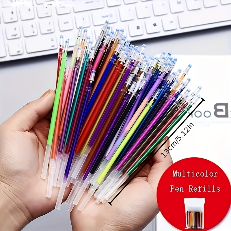 TEMU 72 Stück Stiftminen in Metallic- und Fluoreszenzfarben für Büro- und Schul-Aquarellmalerei-Zubehör, Glitzer-Stiftminen, 0,8 mm Ersatzminen ohne