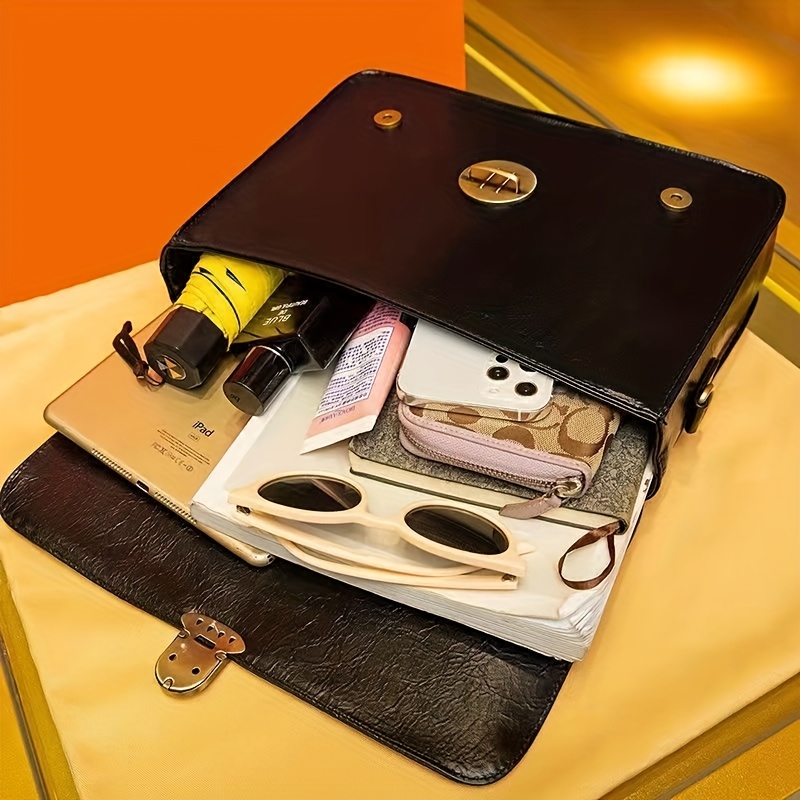 Bolso mensajero académico retro convertible para mujer - Cuero sintético PU, correa ajustable, café y negro, 3 en 1 (bolso de mano/mensajero/mochila) para estudiantes y viajeros, bolso versátil, diseño clásico, cierre seguro con solapa