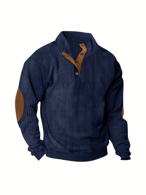 mens plus size casual cotton blend half zip pullover solid color lapel collar long sleeve top with button detail for winter and autumn clothing halfzip texture scacto plus size
