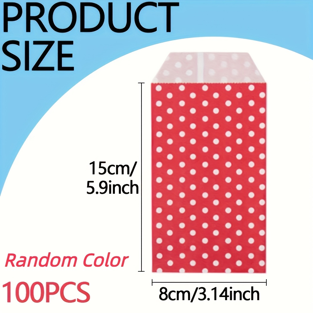 Image of 100pcs Multicolor Polka Dot Paper Gift Bags, Multipurpose Small Party Favor Bags For Weddings, Birthdays, Events And Retail Packaging