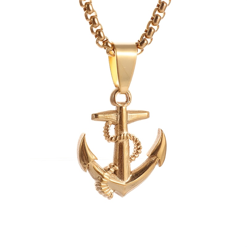 TEMU 1pc Stainless Steel Anchor Boat Chain Necklace Men Women Casual Jewelry Gift, Suitable As A Present For , For Daily Wear, Parties, Dinners,