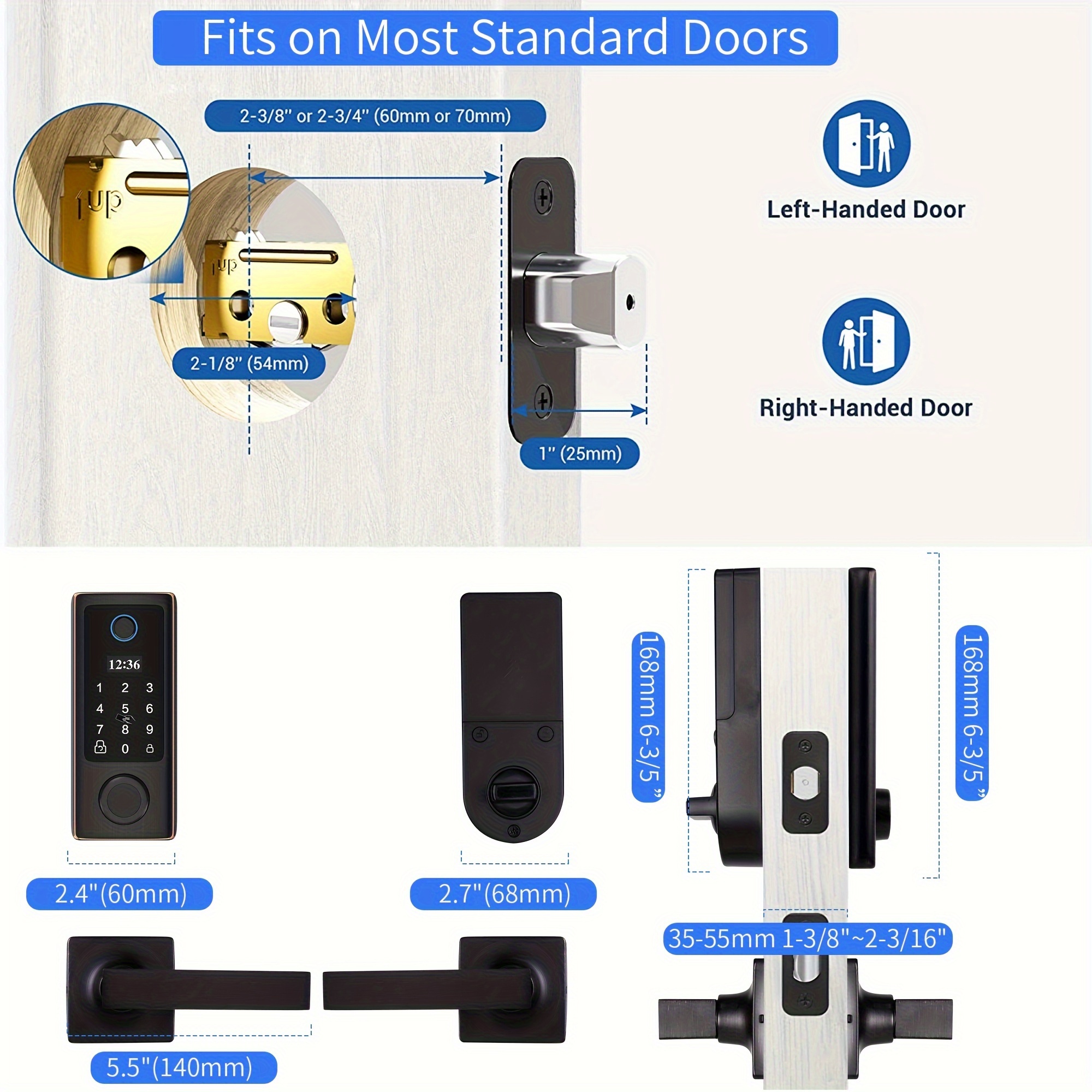 Aged Bronze Fingerprint Door Lock 2 Level Handles Smart Door Temu