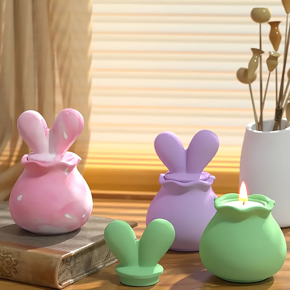 

1pc Easter Bunny Silicone Mold With Lid, Animal Shape Resin Casting Jar For Storage, Candy Container, Candle Holder, Craft Mold