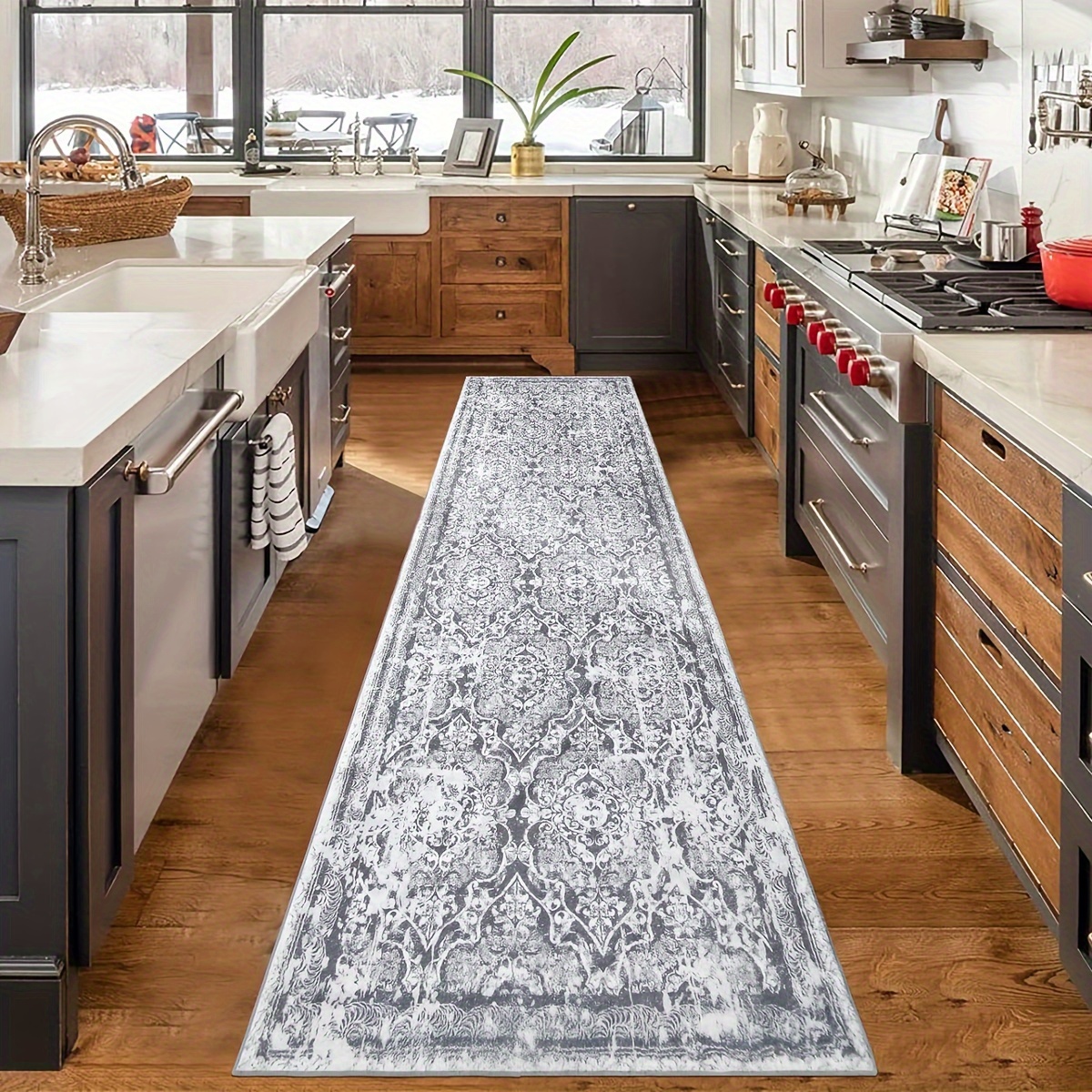 Tappeto Runner Vintage Enyhom 60x180 Cm, Antiscivolo In TPR, Lavabile In Lavatrice, Morbido E A Pelo Basso, Per Corridoio, Cucina, Ingresso E Lavanderia
