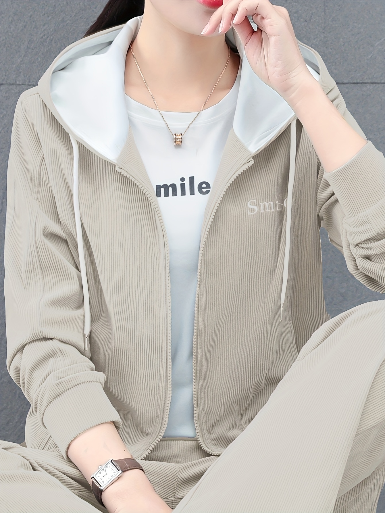 stilvolle grüne jacke kapuze damen reißverschluss lässige Temu