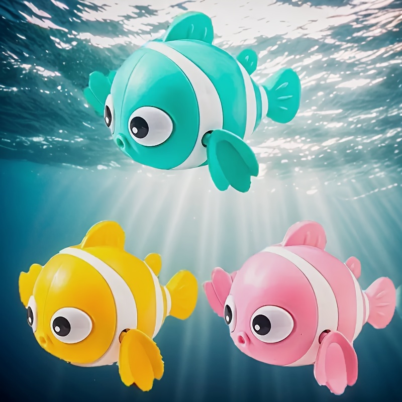 

3pcs Infant Bathroom Play Water Bath Swimming Toy Cute Clown Fish Shape Clockwork Toy Gift [random Color]