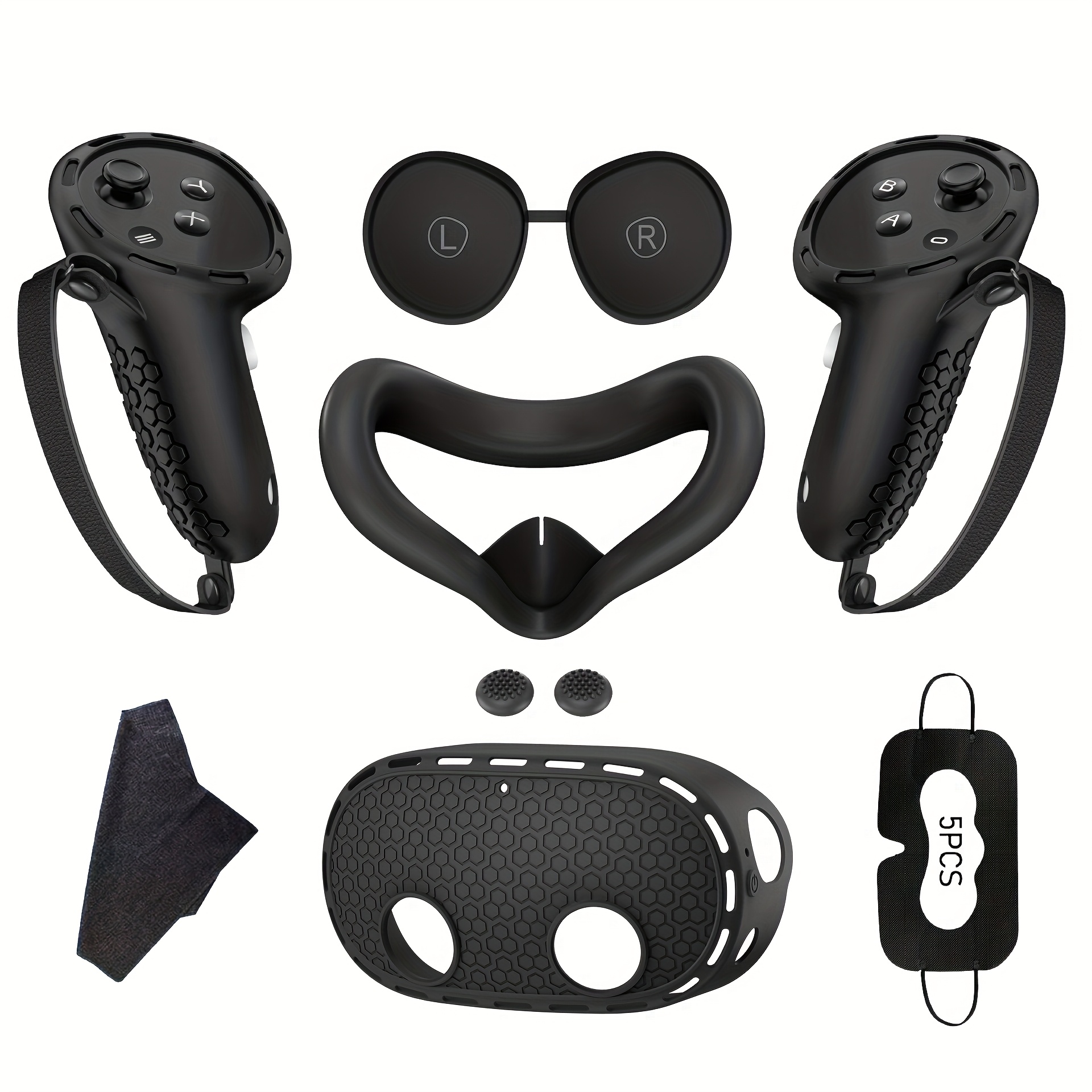 E-shop 7-in-1-Silikonhülle kompatibel für 2/für Oculus Quest 3/3S Zubehör, VR-Silikon-Gehäuse für Headset-Controller, Augen, Gesicht,