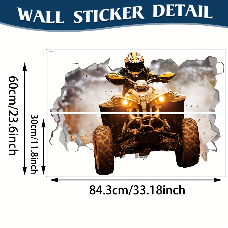 Image of 2pcs 3d Wall Sticker Motorcycle 3d Wall Sticker - Motorcycle Wall Sticker - Boys Sports Room Sticker - Motorcycle Wall Sticker - Boys Room Sticker