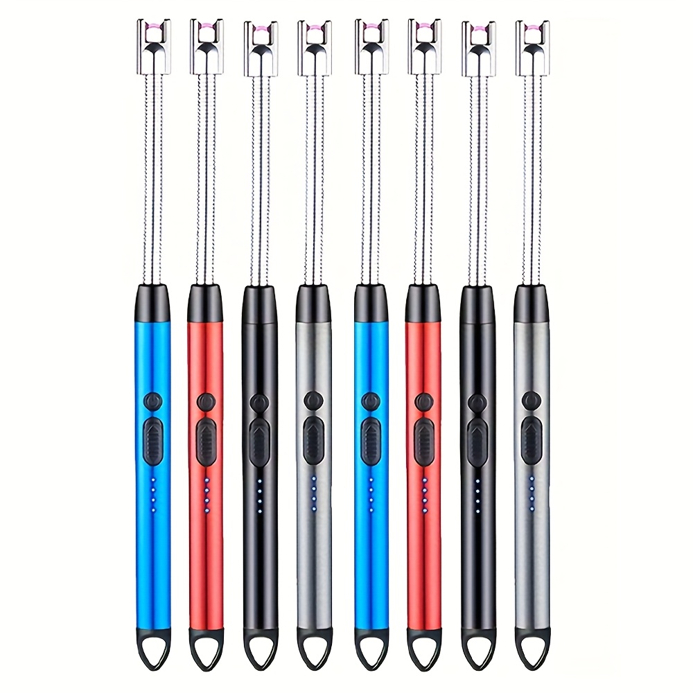 TEMU 8pcs Candle Lighter Usb Rechargeable Electric Lighter With Flexible Neck Flameless Windproof Degrees With Led Battery Level Indicator And Safety