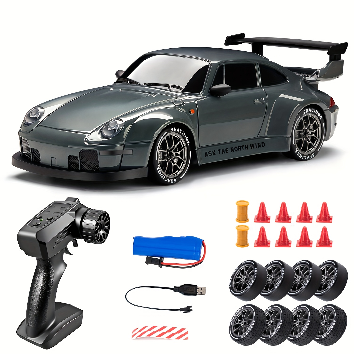 1 24 scale   racing car with 2 4g remote control high speed 20 km h motorized rc car suitable for s drift tires obstacles lights durable plastic rally racing