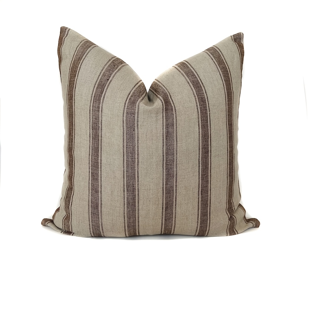 TEMU 1pc Multifunctional Printed Pillowcase For Home Use, Beige Base With Tan Vertical Stripes, For Home Soft Furnishings / Living Room Decoration /