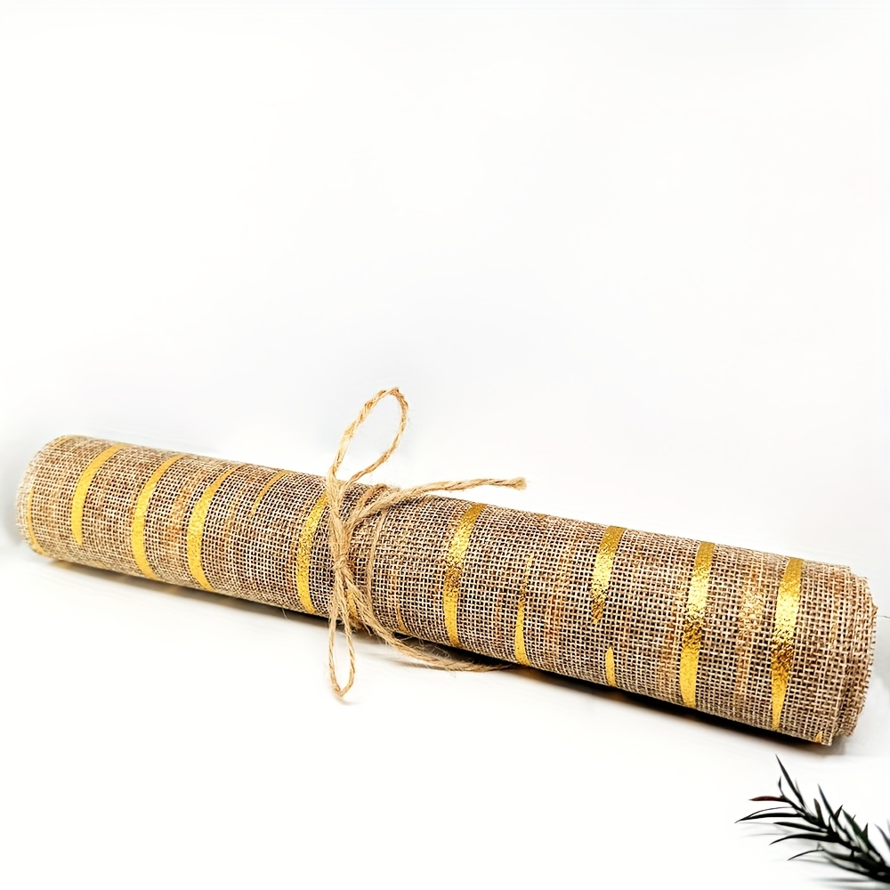 TEMU Rollo de tela tipo vintage, color liso con estampado en lámina dorada, para envoltura de regalos de flores DIY, mantel para mesa de comedor