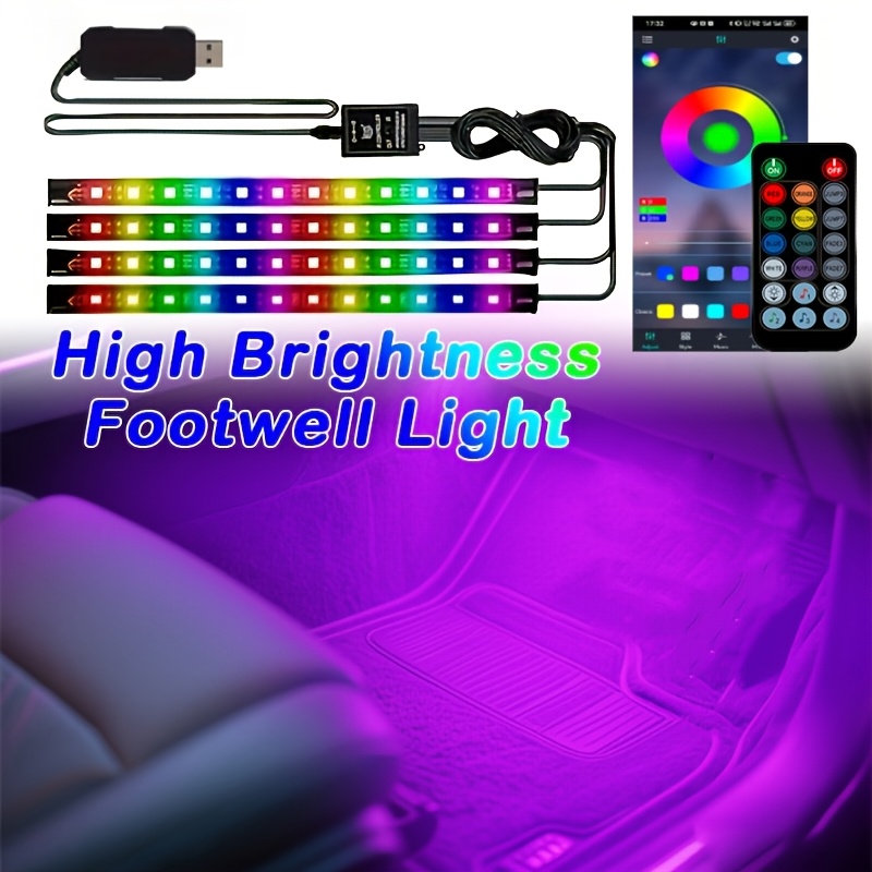 TEMU Rgb Car Led Light Kit, , Usb Powered, Diy , Led , Car Seat Under Kit, Suitable For All Vehicle Models