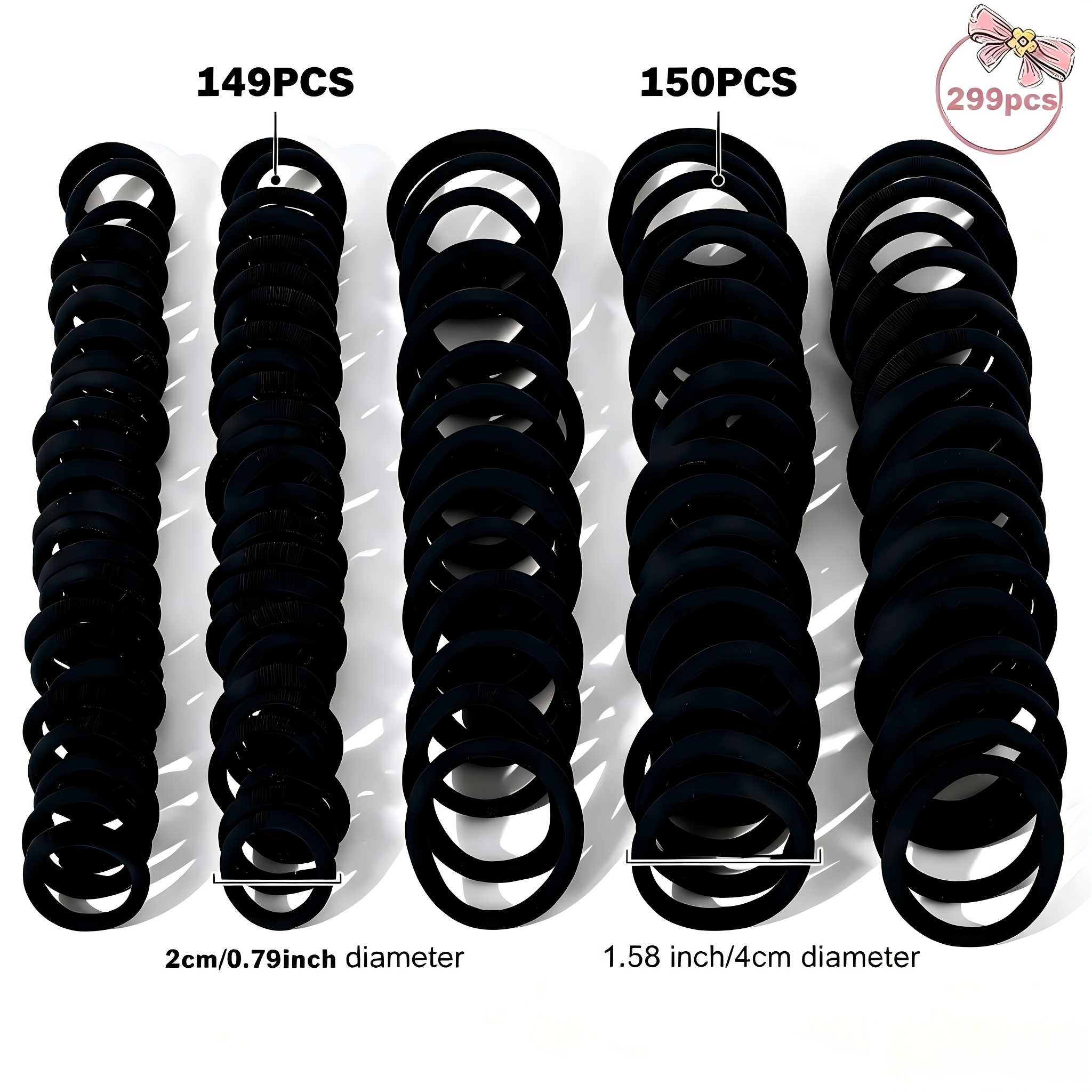 TEMU 299 pezzi di elastici per capelli ad elasticit� con combinazione di dimensioni, elastici per capelli base facili da , a dimensione, senza e non