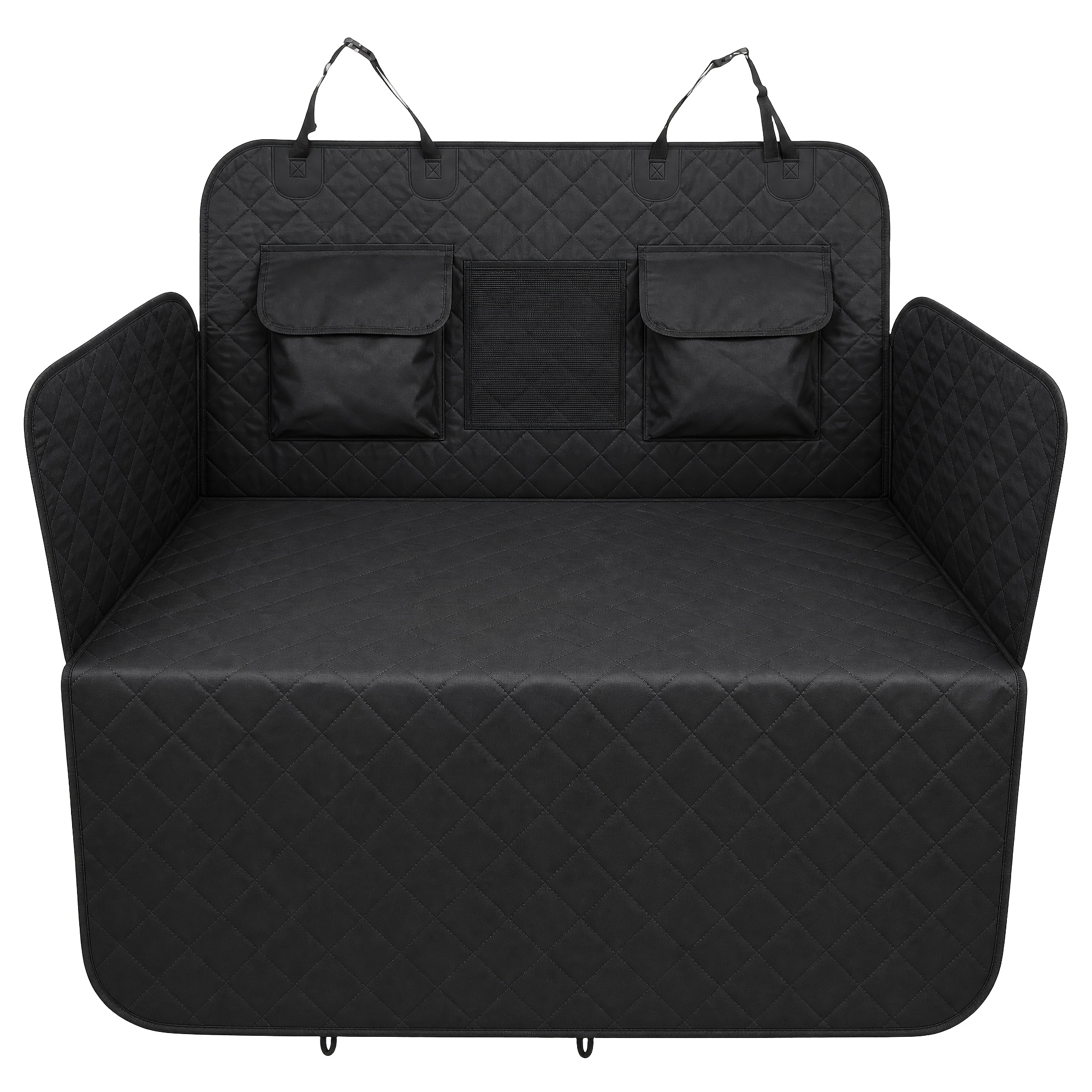 Image of Black Pet Car Mat Trunk Set (including Hair Stick), Practical Mesh Pocket For Storage, Easy To Clean, Quick Installation And Disassembly, Suitable For Of Dogs