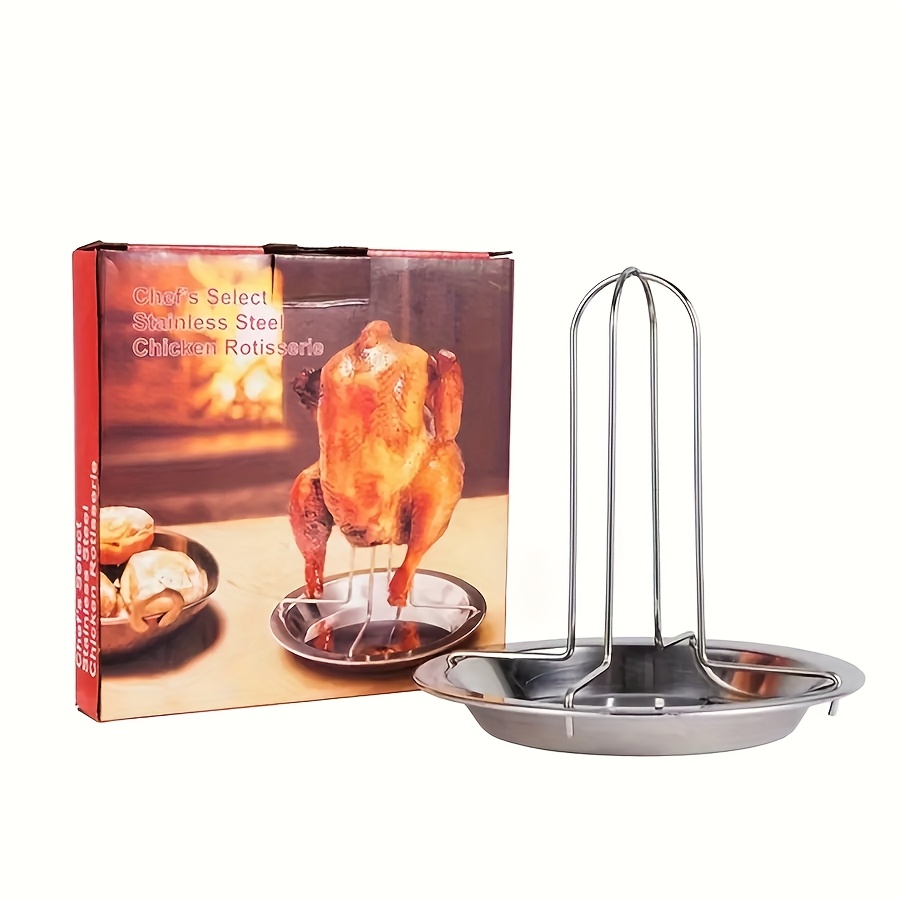 1pc Of Roasting Chicken Rack, Upgraded Stainless Steel Beer Can Chicken Rack, Vertical Roasting Rack, Chicken Roasting Rack, Grill Pan Rack, Kitchen Accessory, Grill Accessory