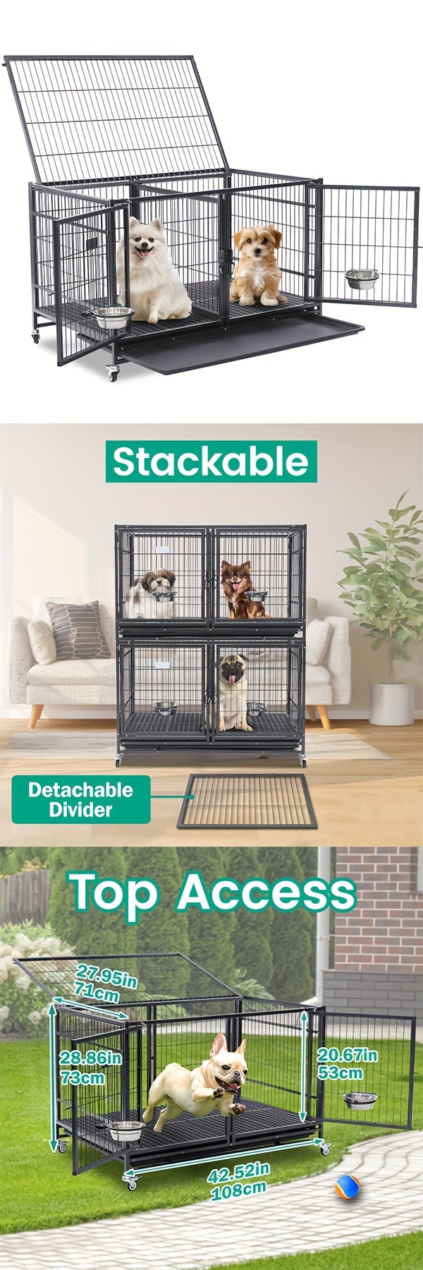 Two Layer Dog Crate Cage Dog Kennel Indoor Stackable Basic Temu