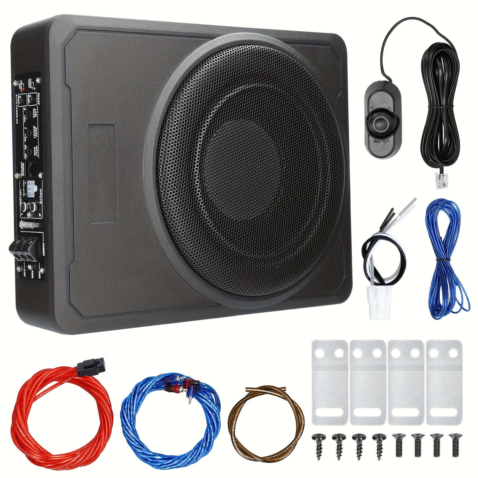 TEMU Car Audio Upgrade Package: 4- + 10-inch Subwoofer, 5800w + 600w Pure Subwoofer, Aluminum Body With Ultra-thin Design, Suitable For Cars, Trucks, And Rvs, Without Battery