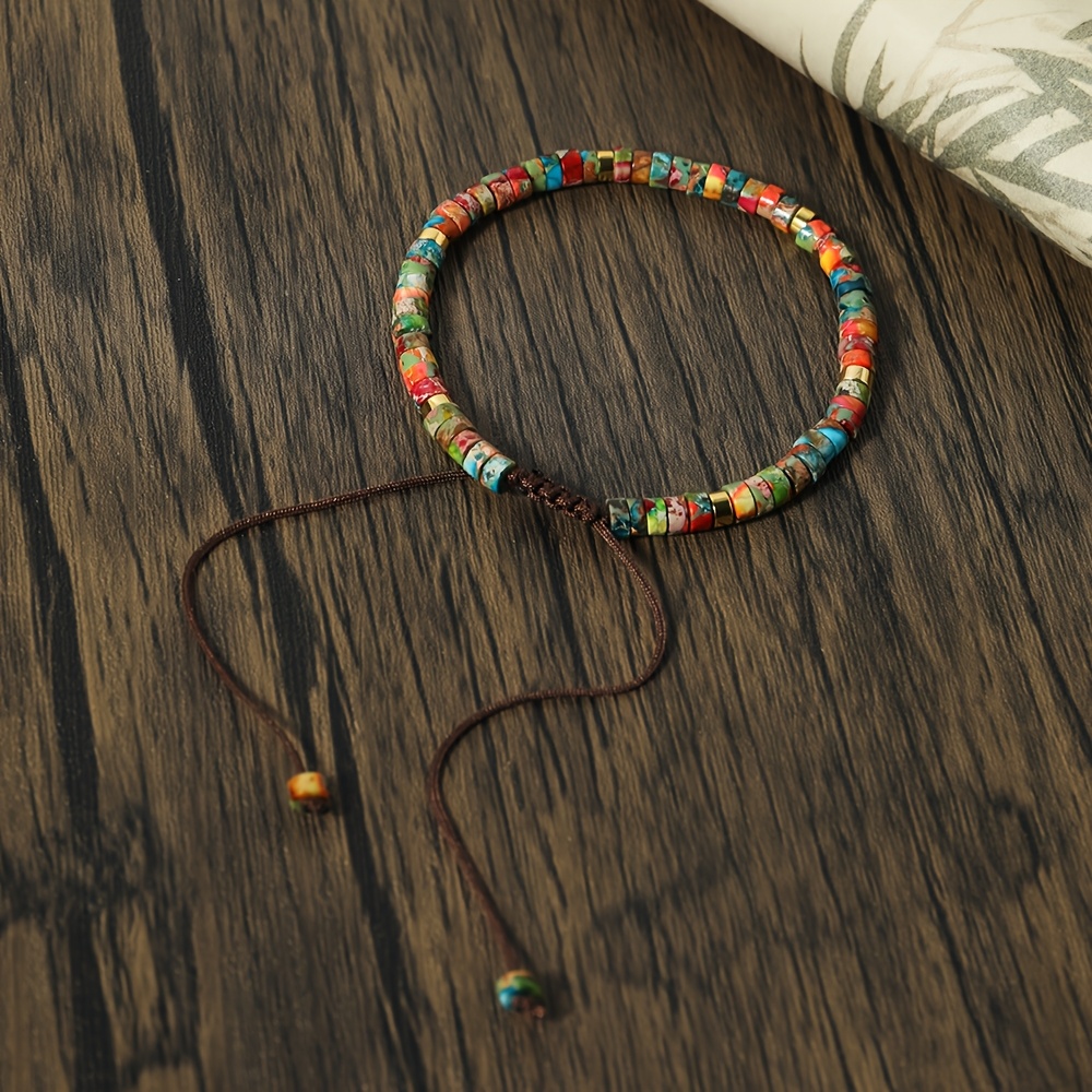 Adjustable Natural Stone Bracelet with Vibrant Green Emperor Stone Beads