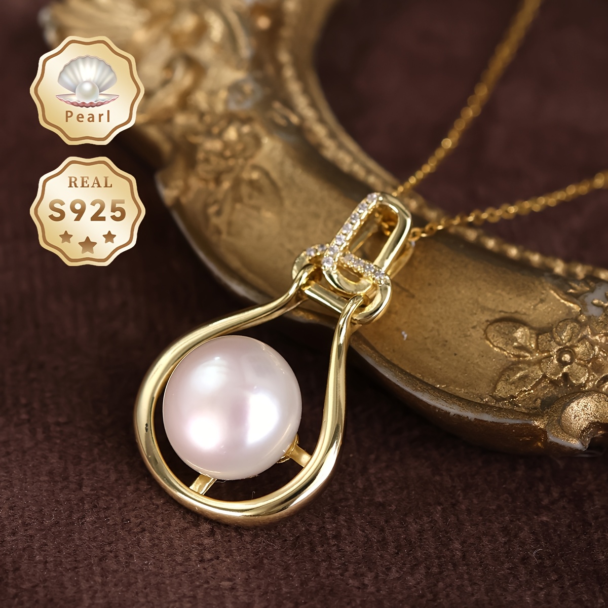 925 Silver Pendant with String of White Cultured Freshwater Pearls