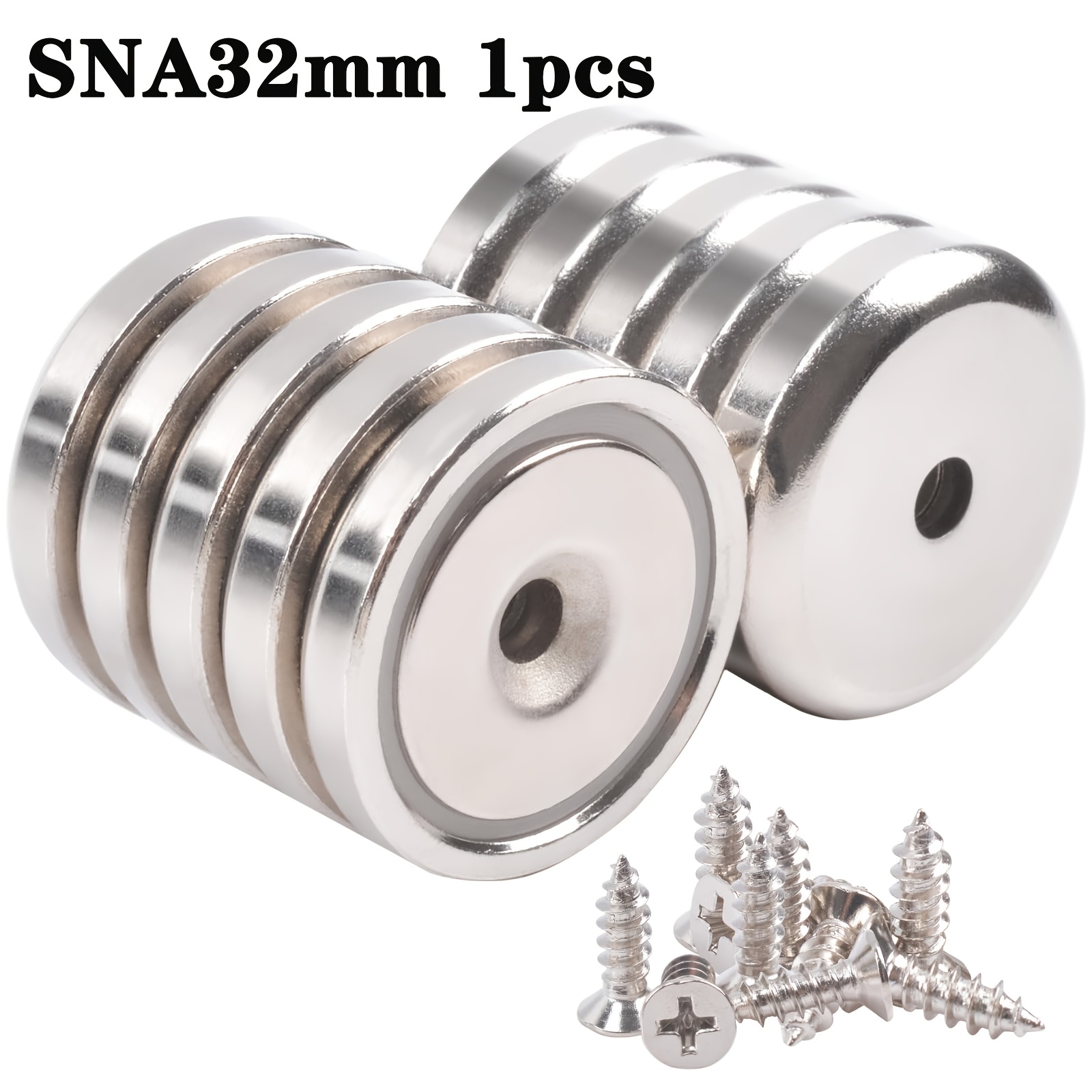 Refrigerator Magnets Round Cup Magnets Heavy Duty, D32mm(1.26") Ring Magnets With Holes, Small Countersunk Pot Magnets For Kitchen Wood Holding Tools Hanging