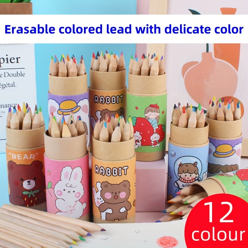 

Wooden - Erasable Colored Pencils - 12 Set Per , For Drawing And