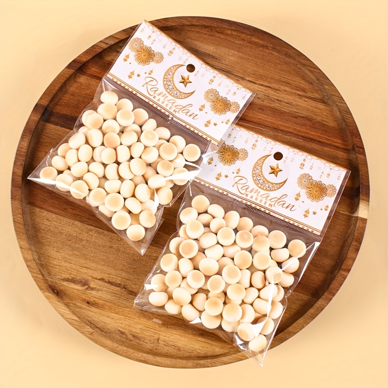 

30/50pcs White Golden Eid Plastic Gift Bags, And Lantern Design Ramadan Candy Cookies Self-adhesive Bags - For Ramadan Decorations Party Supplies Eid Al-fitr & Eid Al Celebrations