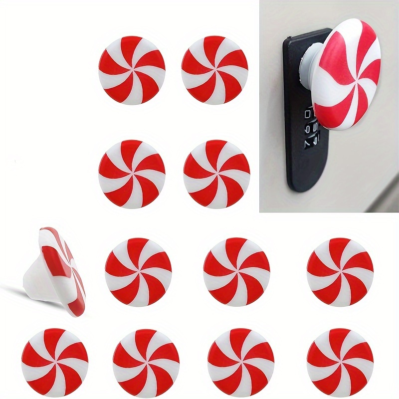 

10pcs Peppermint Silicone Knob Covers For Cabinets - Christmas Decor For Kitchen, Living Room & Bedroom Drawers