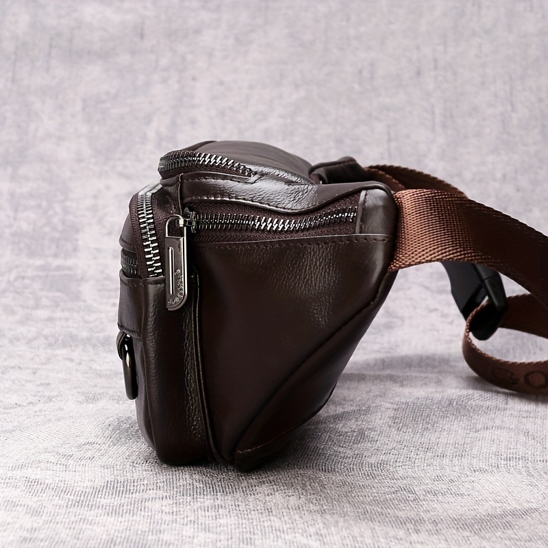 Bauchtasche Aus Echtem Leder – Große Kapazität, Verstellbar, Für Damen & Herren, Schwarz