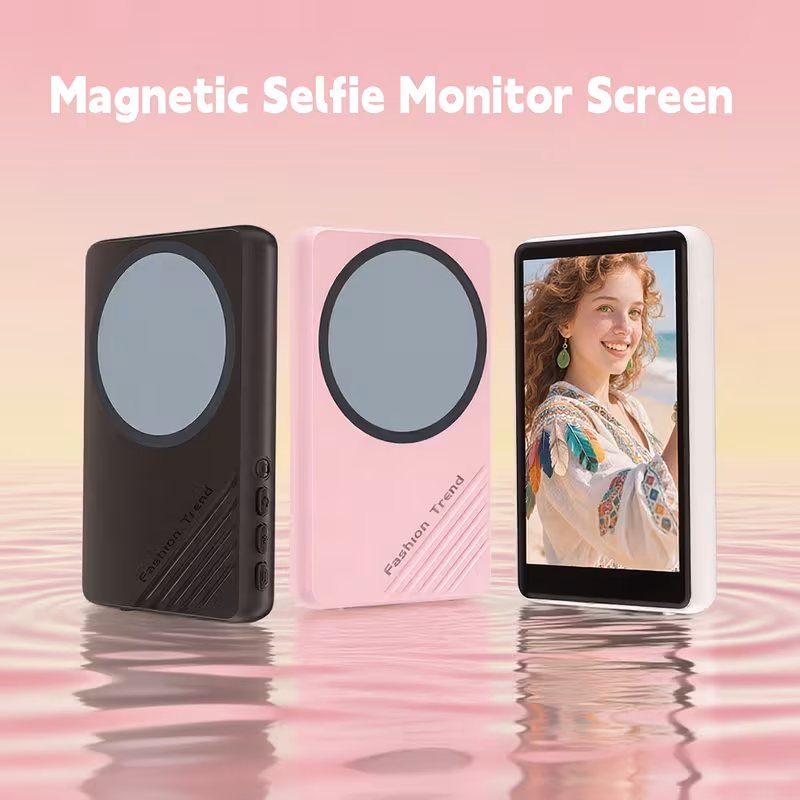 wireless selfie monitor screen 1500mah magnetic phone vlog selfie screen with and remote control 3 level brightness wireless mirroring for back camera live no delay content creation vlogging accessory portable monitor sleek screen durable build display remote control monitor photographers creators details 1