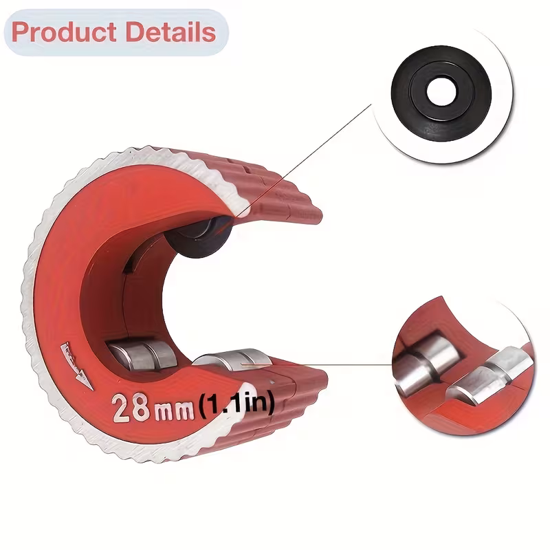 three size 15mm 22mm 28mm self locking round pipe cutter ratchet design for effortless operation removable cuts copper aluminum brass pvc pipes durable construction professional plumbers plumbing projects details 3