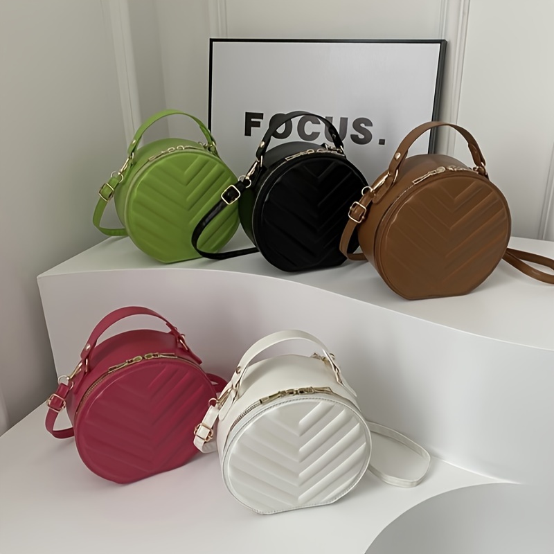 Round Shaped Crossbody Bag for Women Shoulder Tiny Purse Small Handbag 