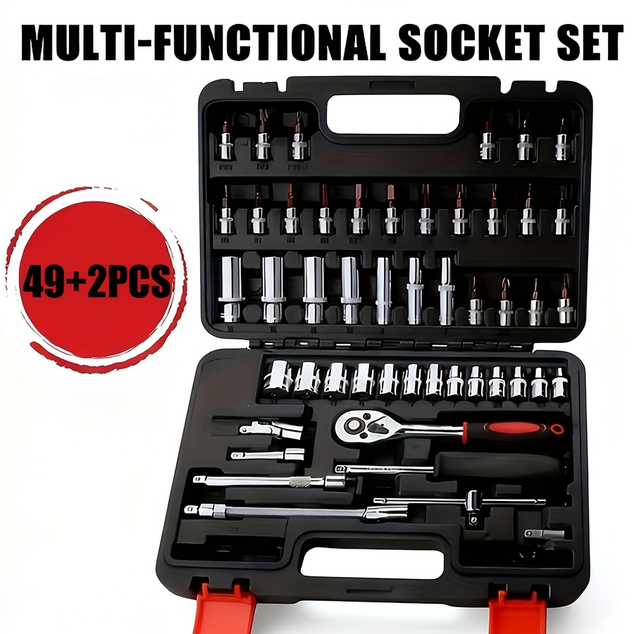 TEMU 49+2pcs/160pcs Professional Automotive Kit - Premium Tool Sets For Car, Bike, And Motorcycle Maintenance - Compact, Portable, And -one Solution