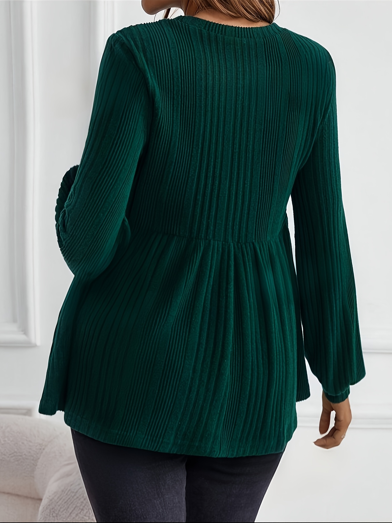 Women's Elegant Longline Maternity Top Stretchy Round Neck Pregnancy  Shirt, Machine Washable Solid Color for Everyday Special O