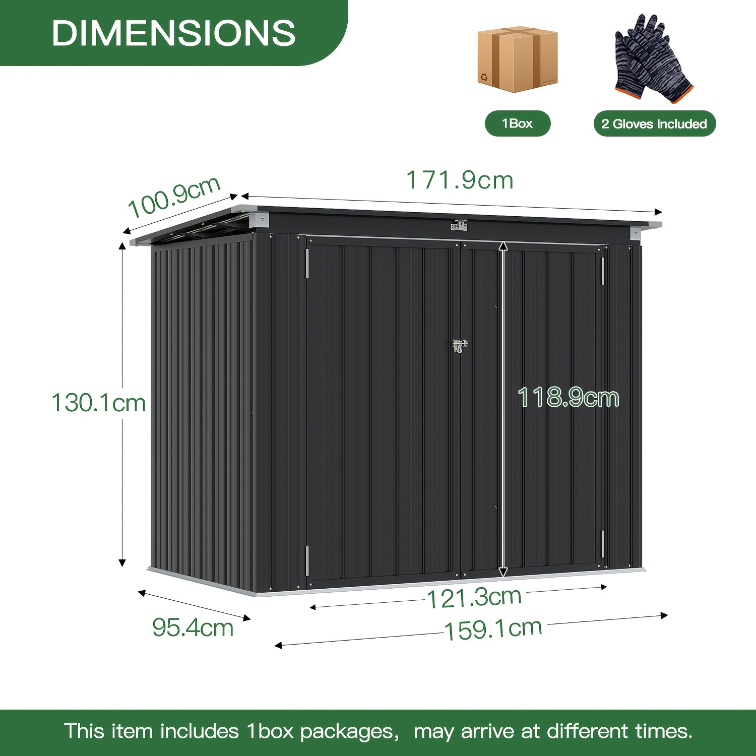 TEMU Nordivale Outdoor Storage Shed Compatible For Lockable Waterproof Trash Can Shed With Chain Lid, Heavy-duty Galvanized Frame, - For Door -