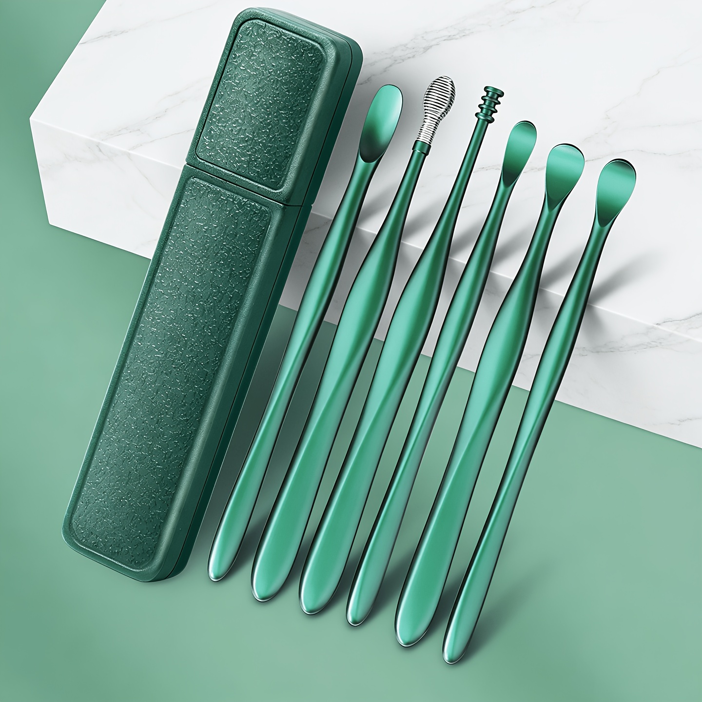 Image of 6pcs Set Of Oil-specific Ear Picks, Ear Scoops, And Ear Cleaning Tools, Spiral Ear Wax Remover Cleaner
