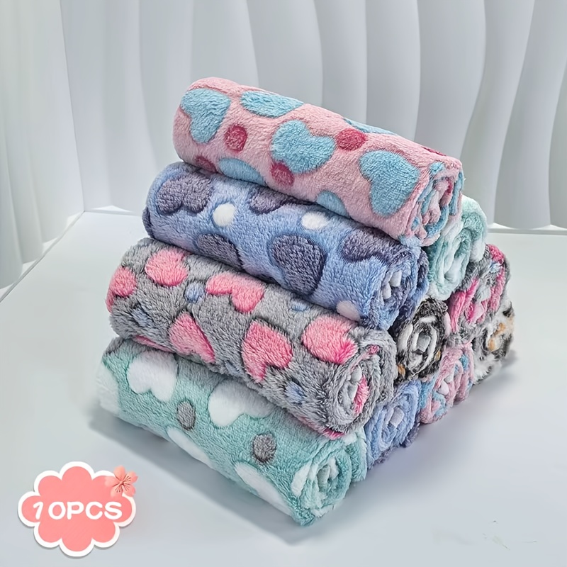 10pcs Pet Blankets, Soft And Comfortable For , 100% Machine Wash-friendly Suitable Cats