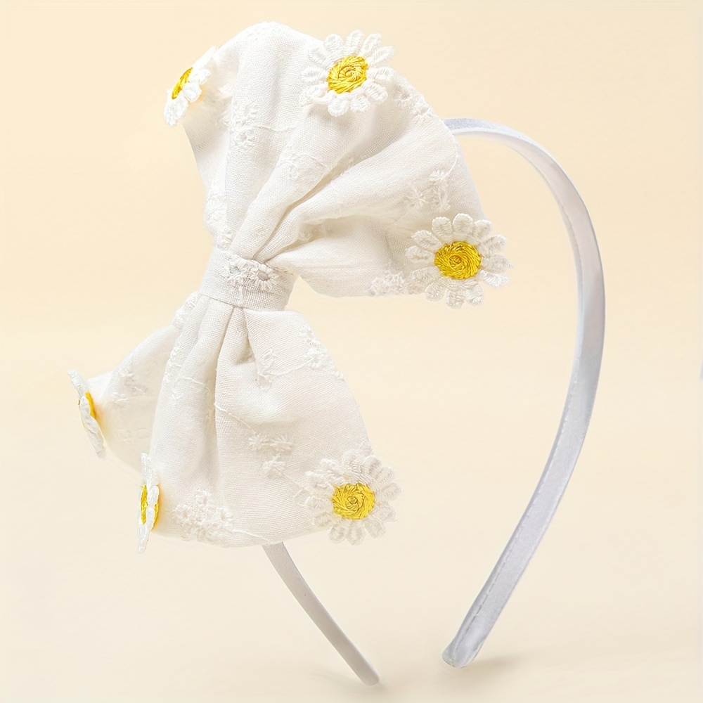 1pc Bow Hair Band For Cute Fabric Polyester Headbands Non-slip Hair Hoop Perfect For Birthday Parties &