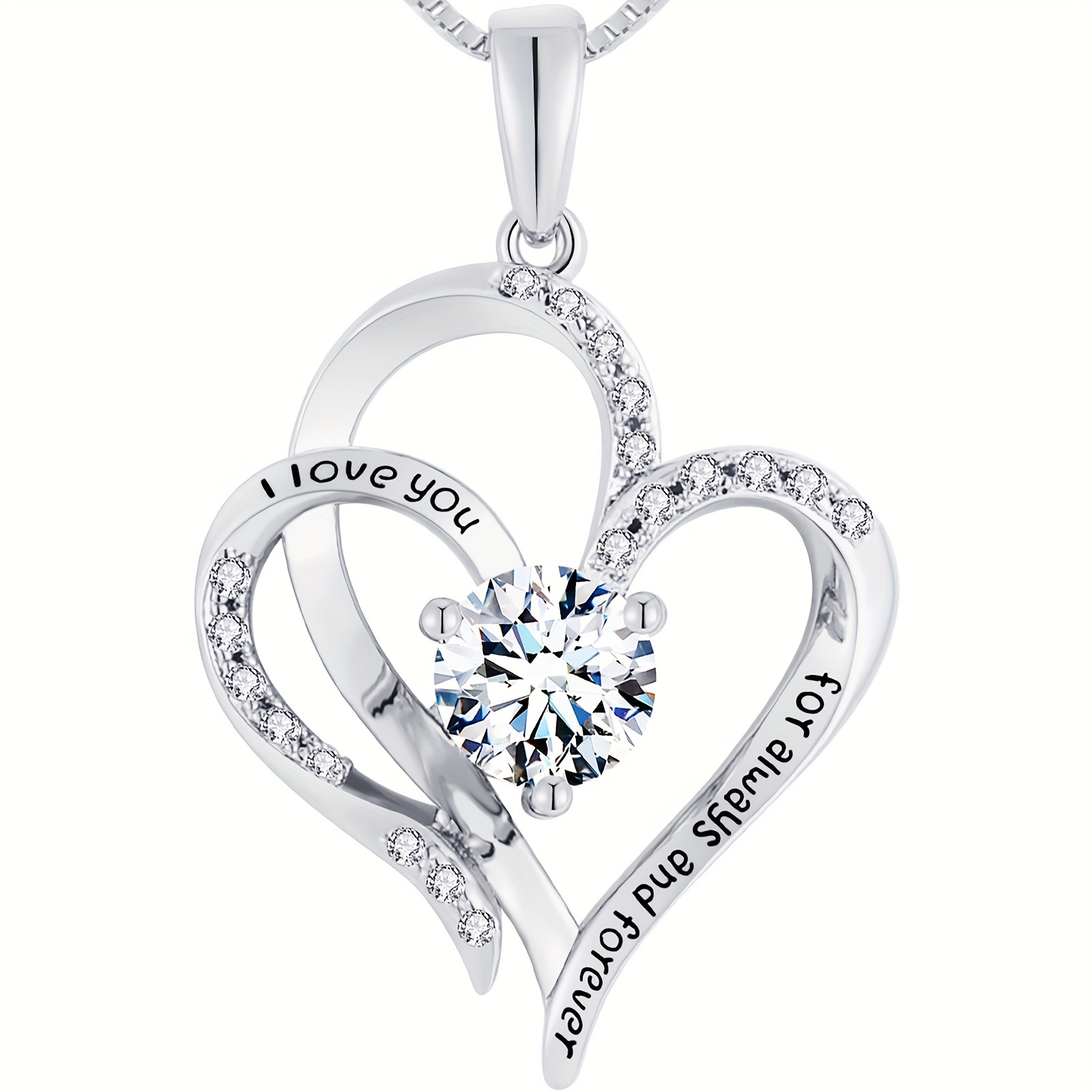 

Sterling 925 Silver Hypoallergenic Jewelry Hollow Heart Design Shiny Zircon Inlaid Pendant Necklace Delicate Valentine's Day Gift For Lovers Anniversary Accessories